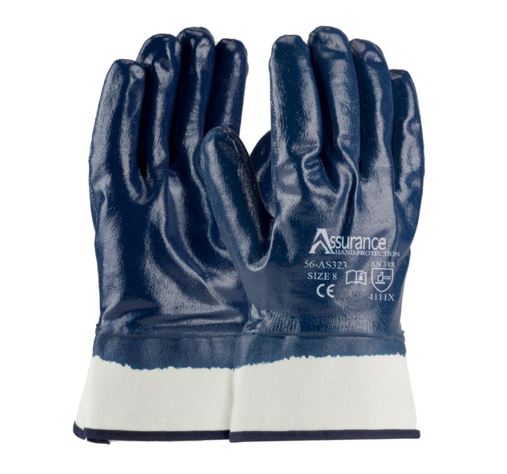 Cotton liner ，Nitrile fully dipping glove ，Safety cuff